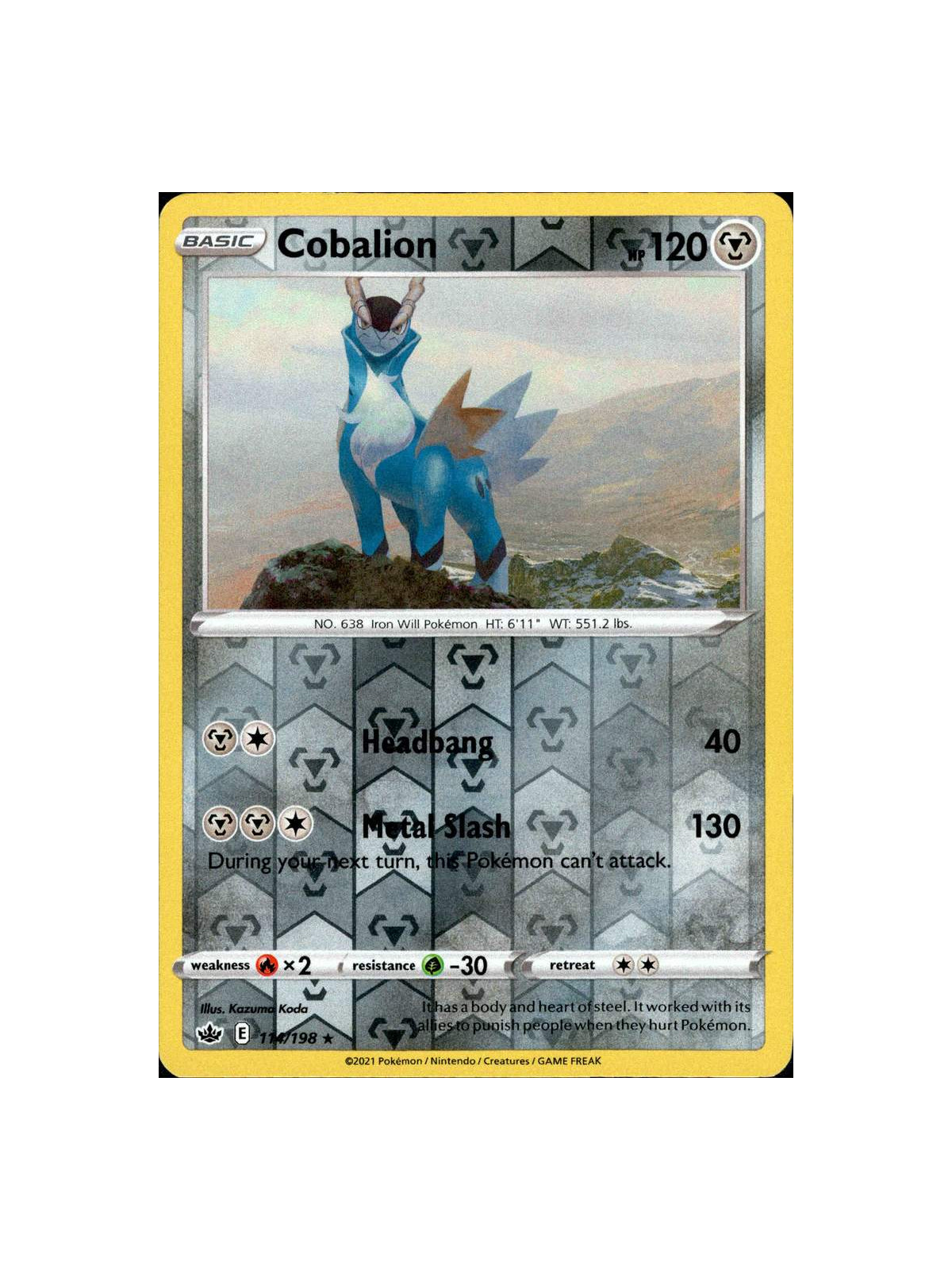 CRE 114 - Cobalion - Reverse HoloChilling Reign Chilling Reign€ 0,99 Chilling Reign