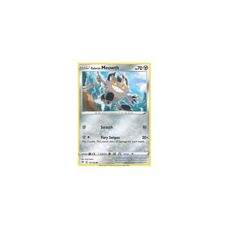 galarian meowth pokemon card value Galarian Meowth 112/185 Reverse main image 0