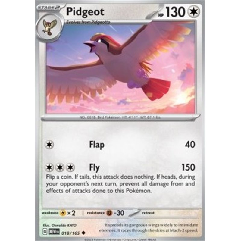 MEW 018 Pidgeot Reverse Holo