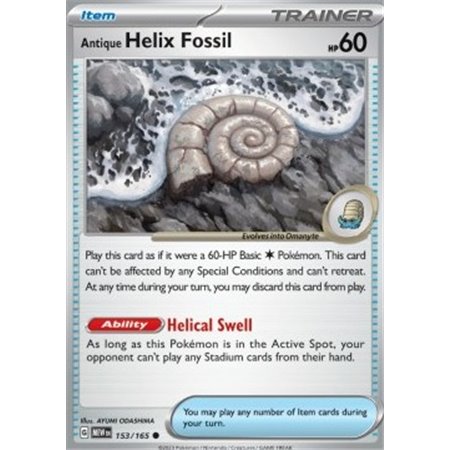 MEW 153 - Antique Helix Fossil - Reverse Holo