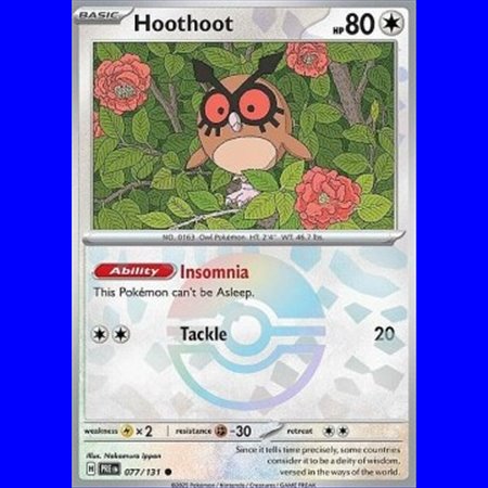 PRE 077 - Hoothoot - PokeBall Reverse Holo