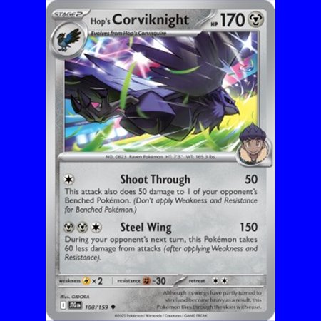 JTG 108 - Hop's Corviknight - Reverse Holo