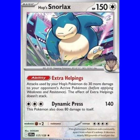 JTG 117 - Hop's Snorlax - Reverse Holo