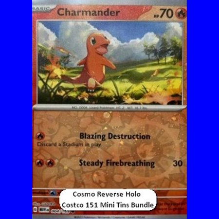 MEW 004 - Charmander - Cosmo Reverse Holo