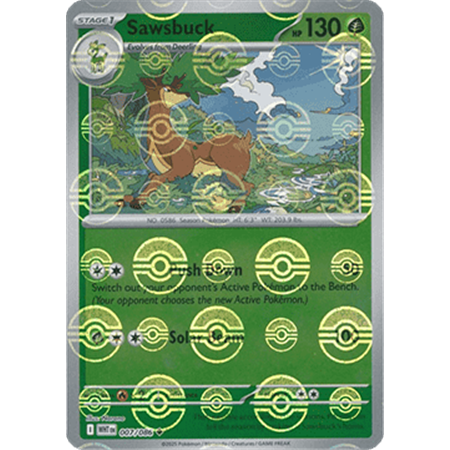 WHT 007 - Sawsbuck - PokeBall Reverse Holo