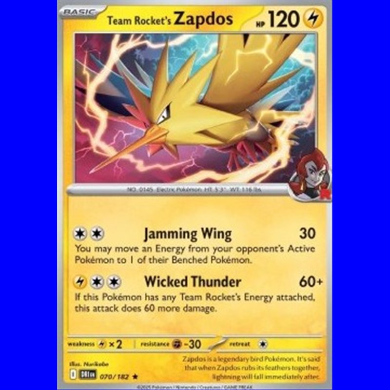 DRI 070 - Team Rocket's Zapdos - Holo