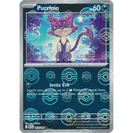 WHT 055 - Purrloin - PokeBall Reverse Holo