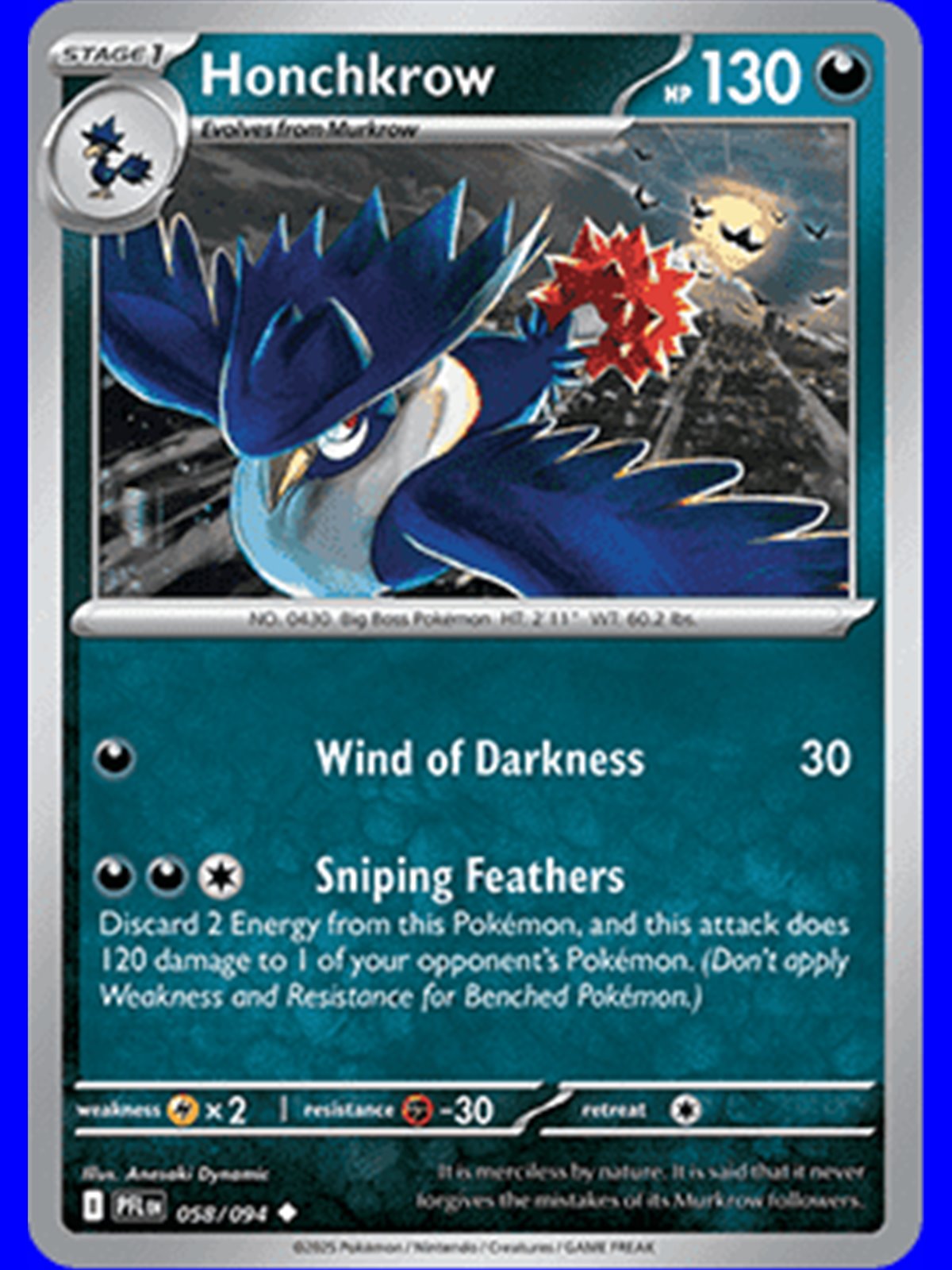 PFL 058 - Honchkrow - Reverse Holo